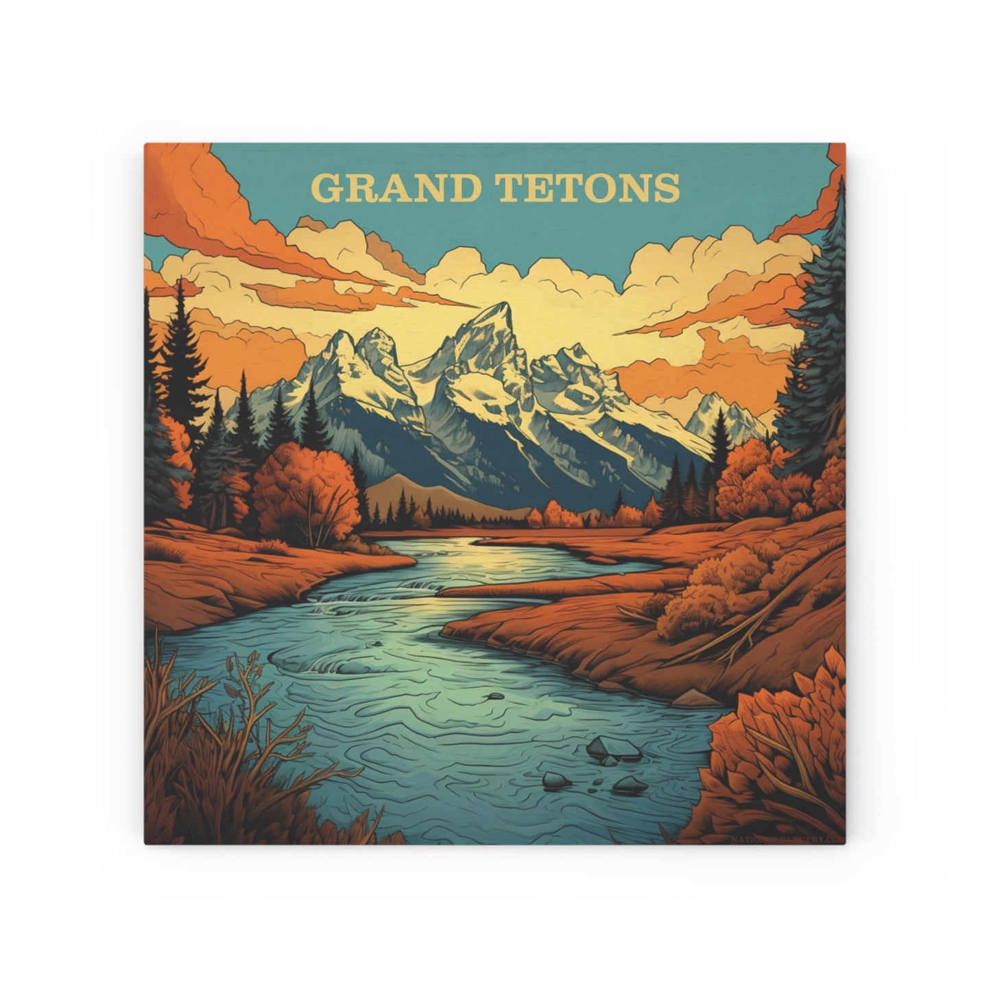 Grand Tetons National Park Wood Canvas