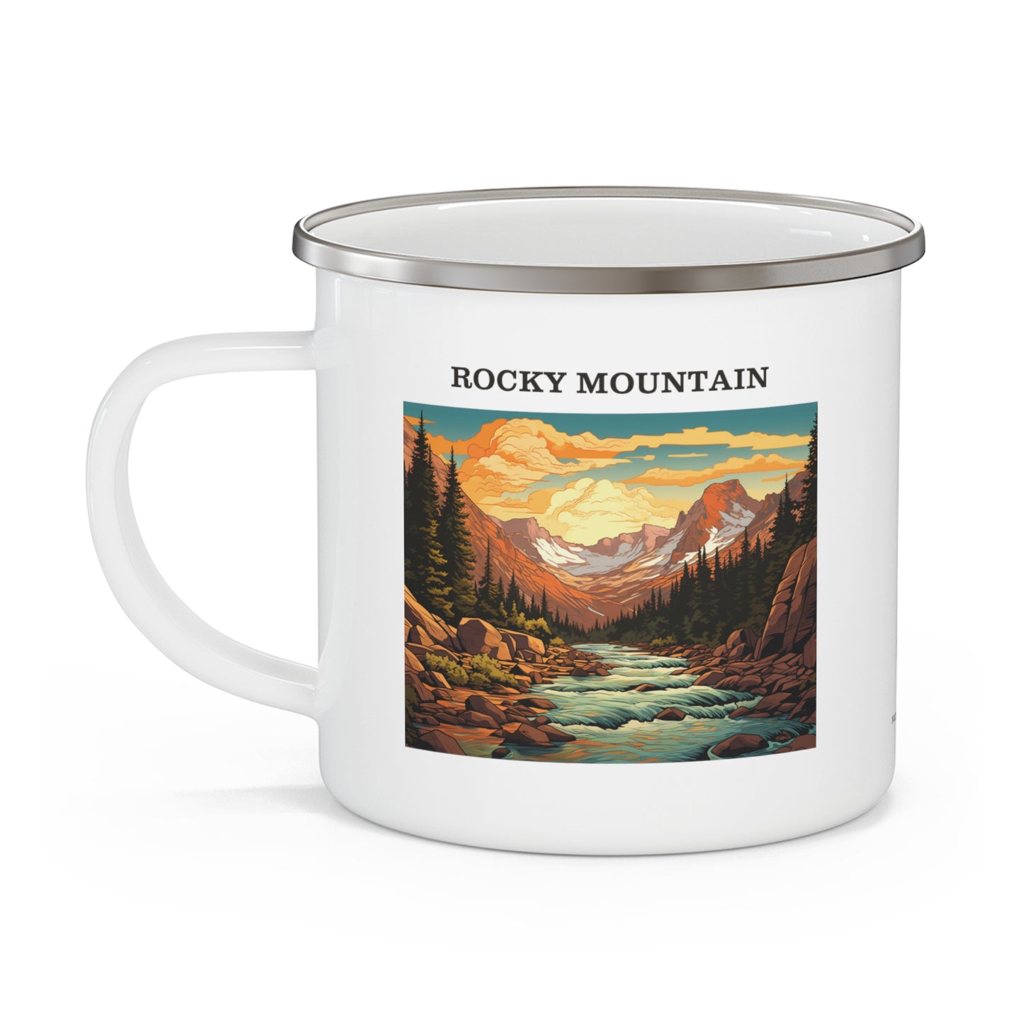 Rocky Mountain Enamel Camping Mug Stainless Bevel