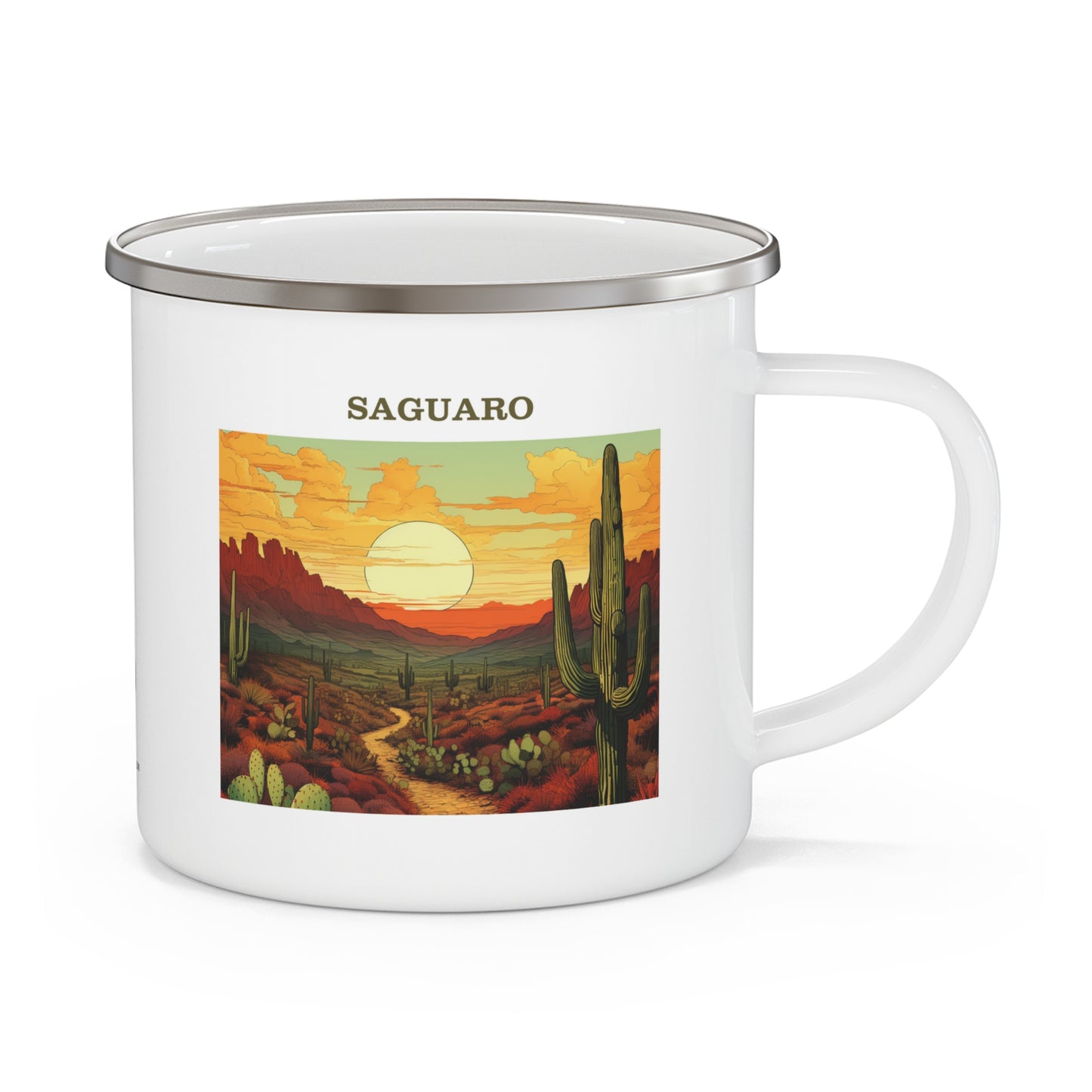 Saguaro Enamel Camping Mug Stainless Bevel