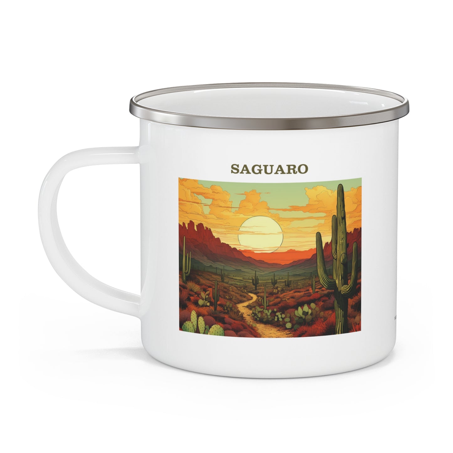 Saguaro Enamel Camping Mug Stainless Bevel