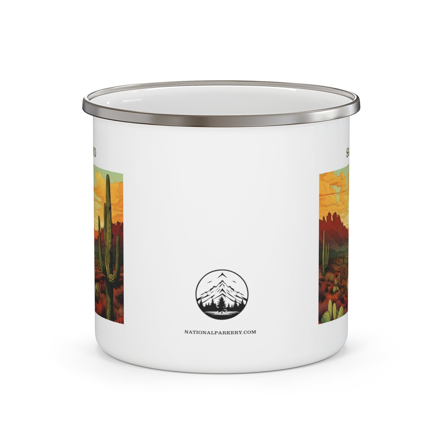 Saguaro Enamel Camping Mug Stainless Bevel