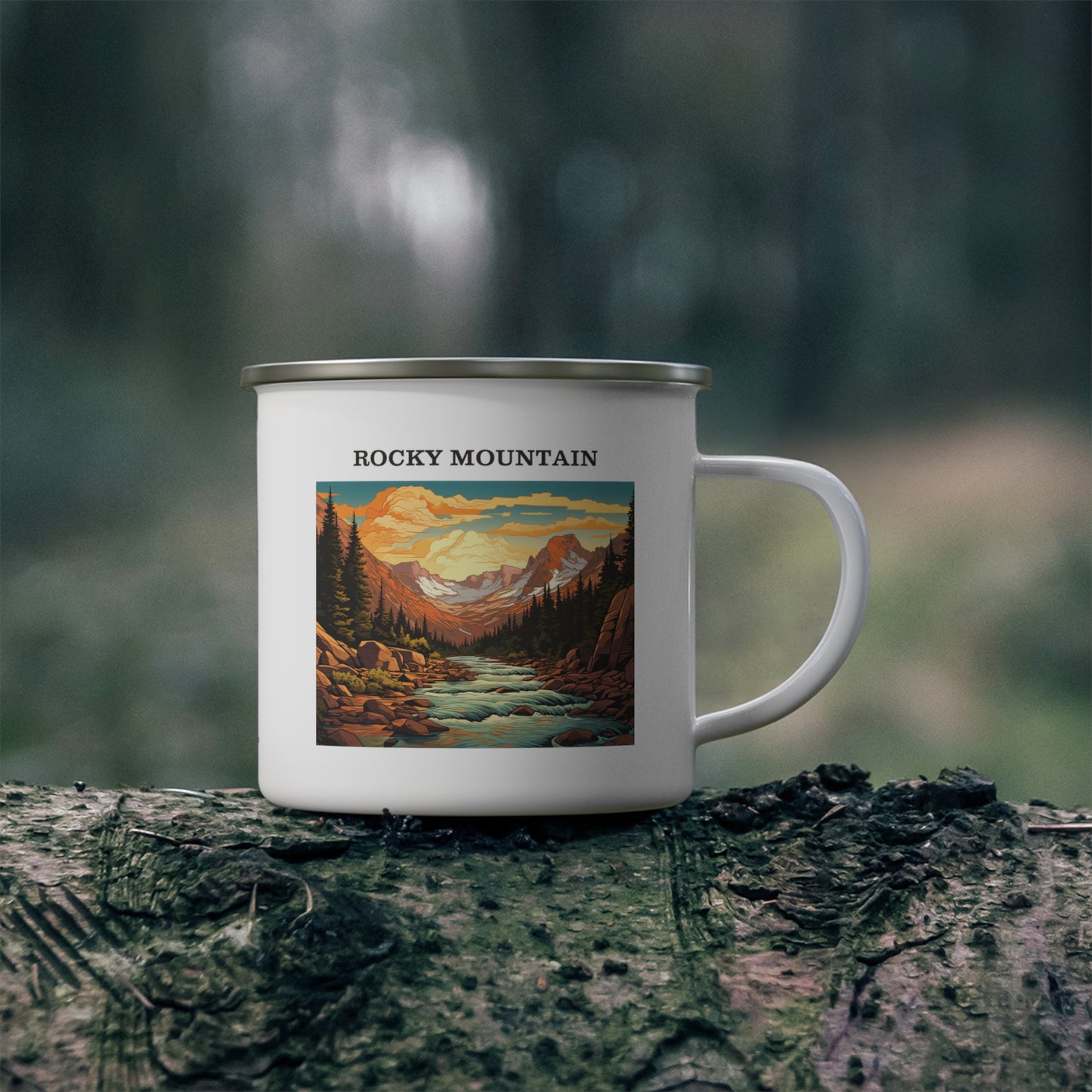 Rocky Mountain Enamel Camping Mug Stainless Bevel