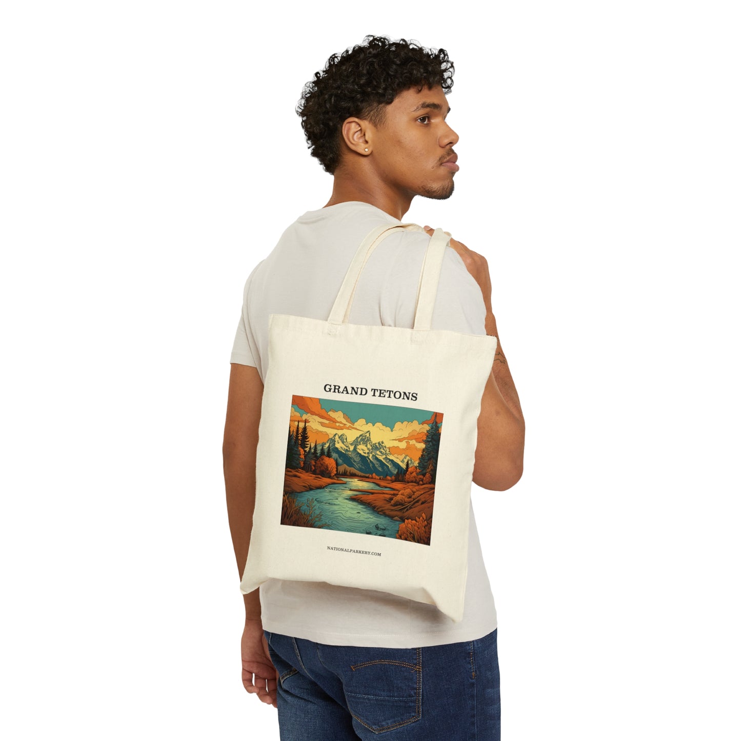 Grand Tetons Cotton Canvas Tote Bag