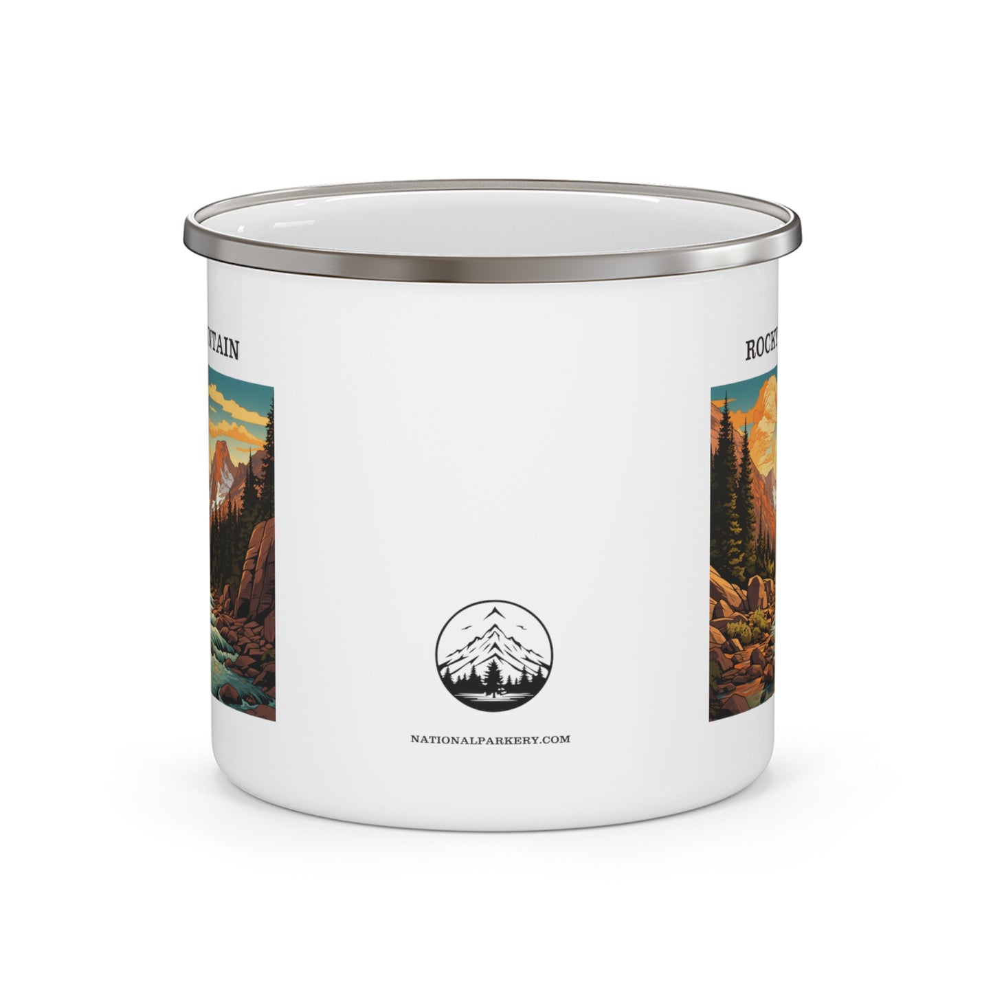 Rocky Mountain Enamel Camping Mug Stainless Bevel