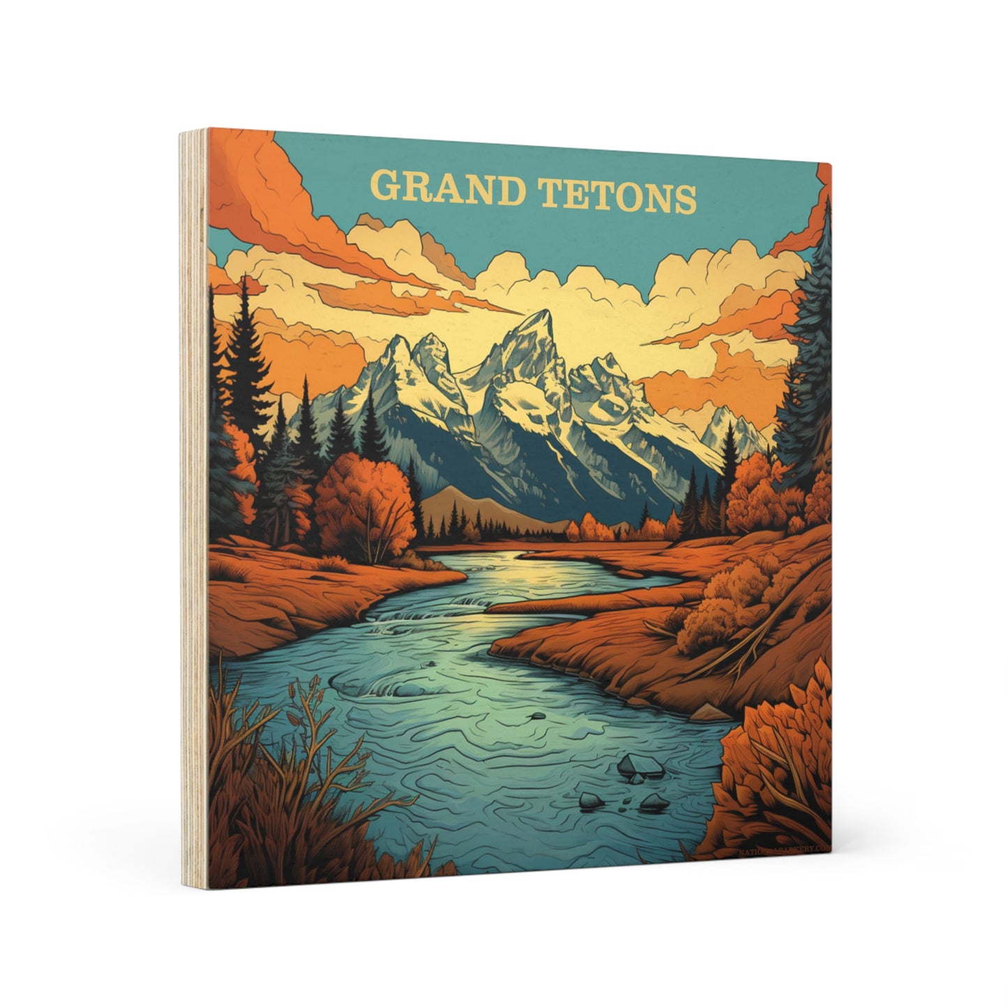 Grand Tetons National Park Wood Canvas