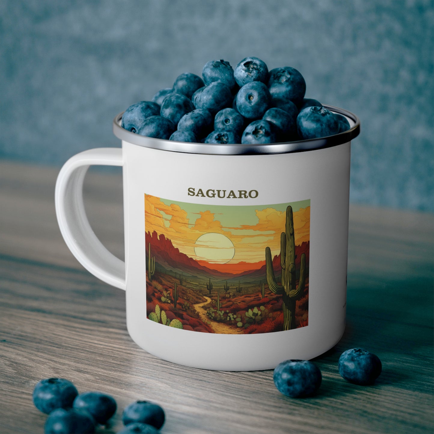 Saguaro Enamel Camping Mug Stainless Bevel