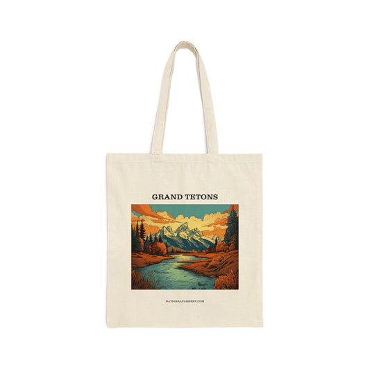 Grand Tetons Cotton Canvas Tote Bag