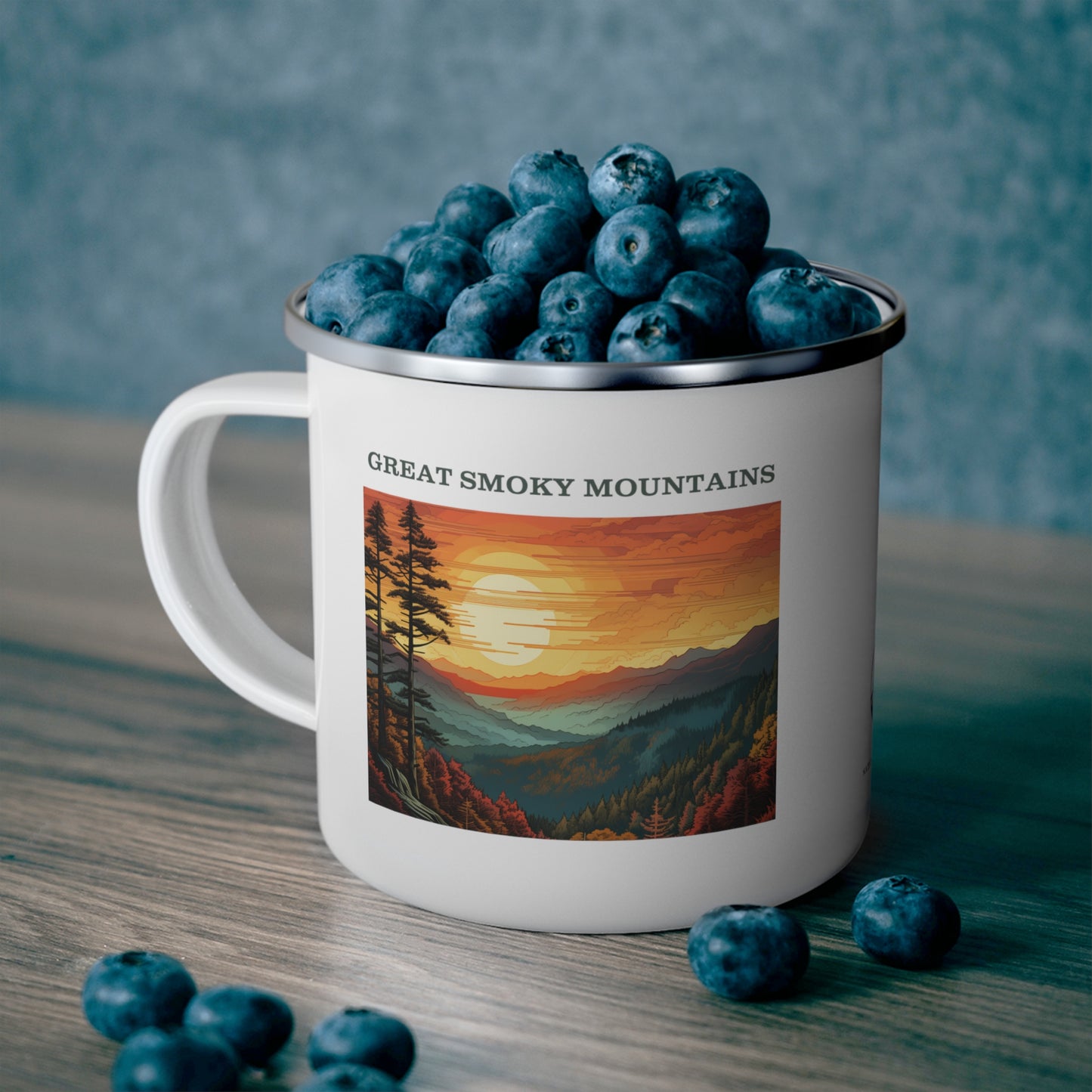 Great Smoky Mountains Enamel Camping Mug Stainless Bevel