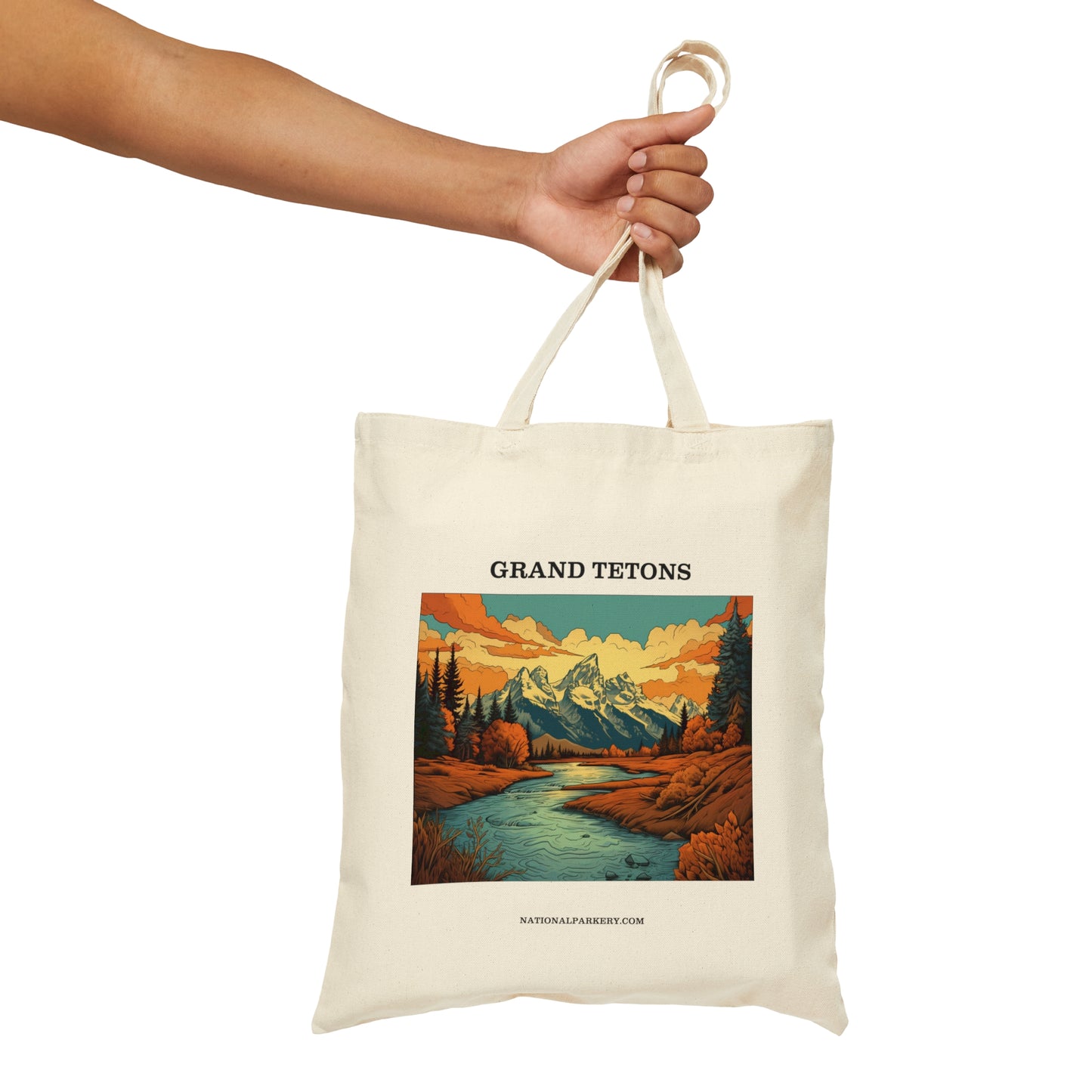 Grand Tetons Cotton Canvas Tote Bag