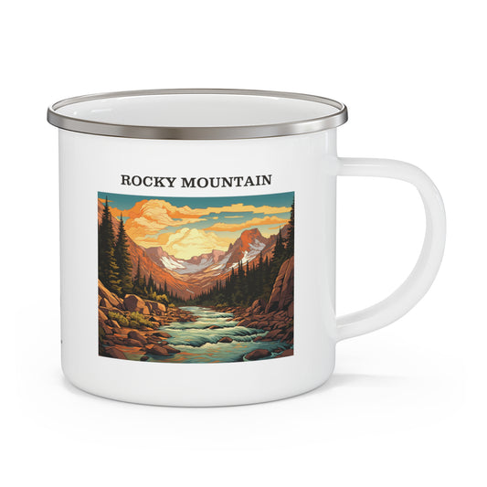 Rocky Mountain Enamel Camping Mug Stainless Bevel