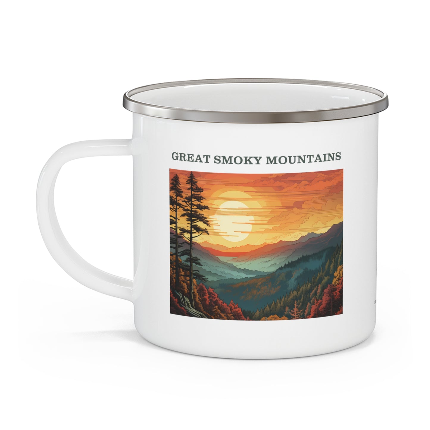 Great Smoky Mountains Enamel Camping Mug Stainless Bevel