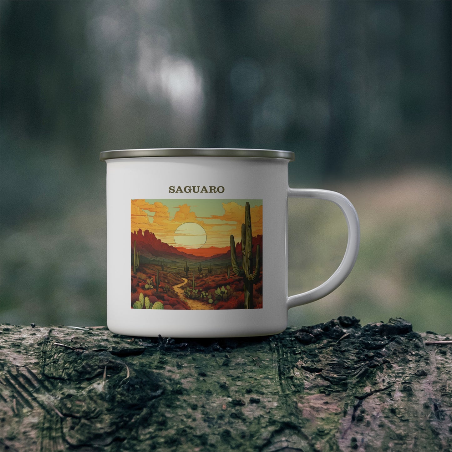 Saguaro Enamel Camping Mug Stainless Bevel