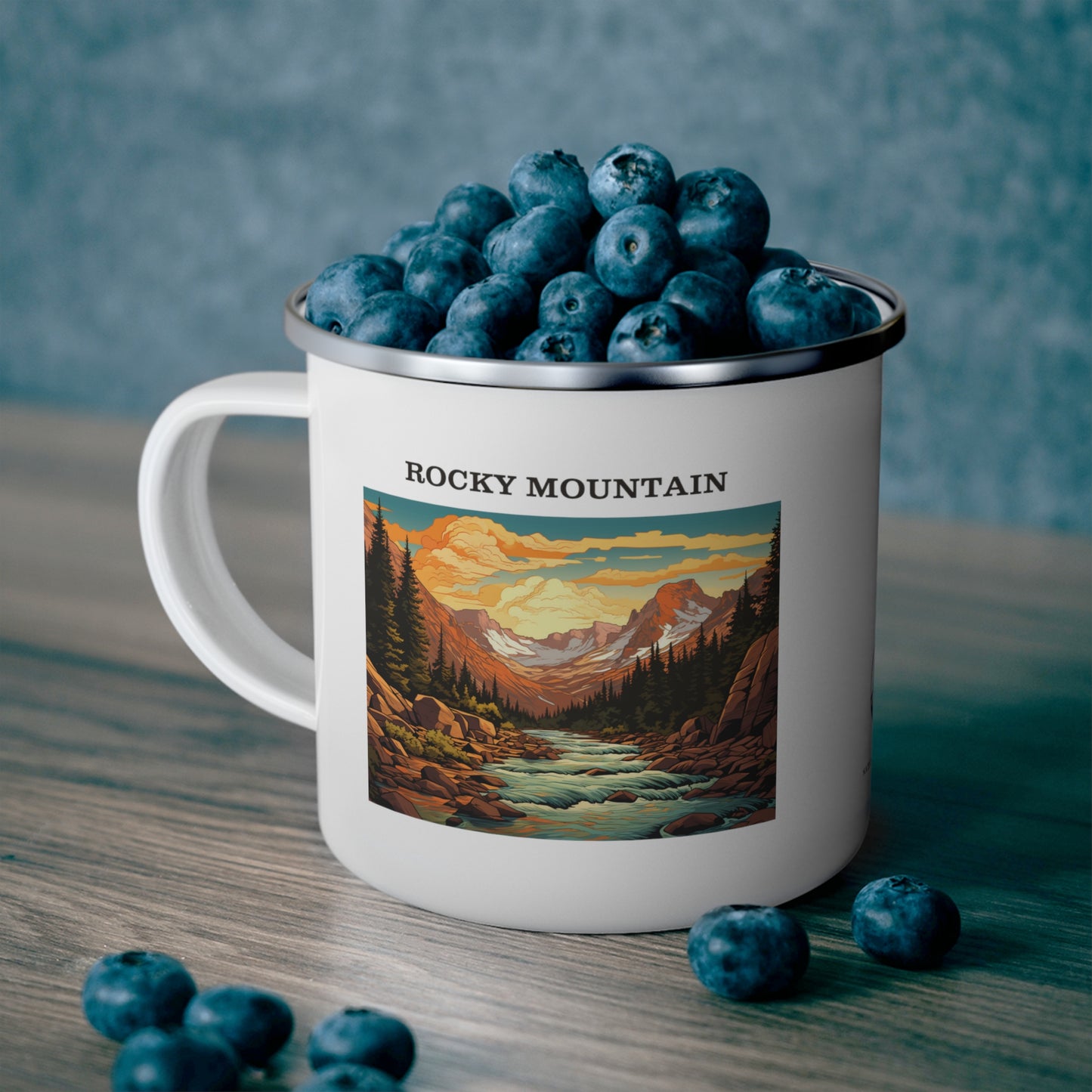 Rocky Mountain Enamel Camping Mug Stainless Bevel