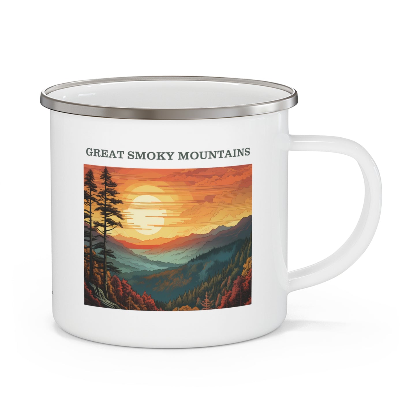 Great Smoky Mountains Enamel Camping Mug Stainless Bevel