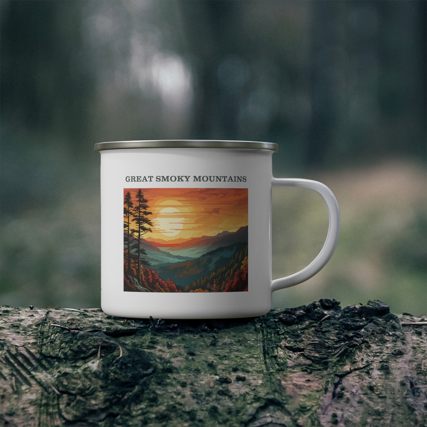 Great Smoky Mountains Enamel Camping Mug Stainless Bevel